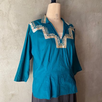 1940~50's Vintage Blue Green Blouse1940~50ǯ ơ ֥롼꡼ ֥饦