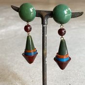 1960's French Bakelite Dark Green Pyramids Earrings1960ǯ ե ١饤 ꡼ 󥰡