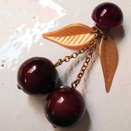 1960's French Lucite Cherry Earrings1960ǯ ե 롼  󥰡
