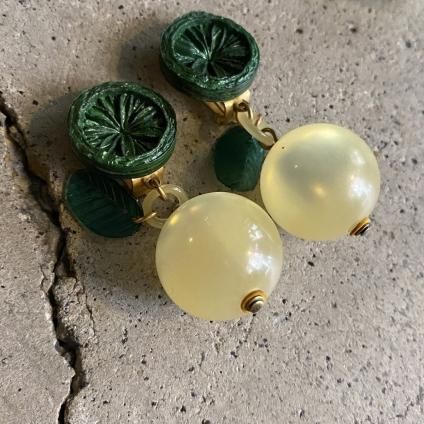 1960's French Green Citrus Earrings1960ǯ ե ꡼󥷥ȥ饹 󥰡