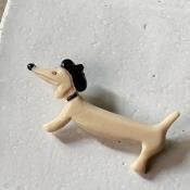 1960's French Galalith White Dachshund Brooch1960ǯ ե ꥹ ۥ磻 åե ֥Dead Stock