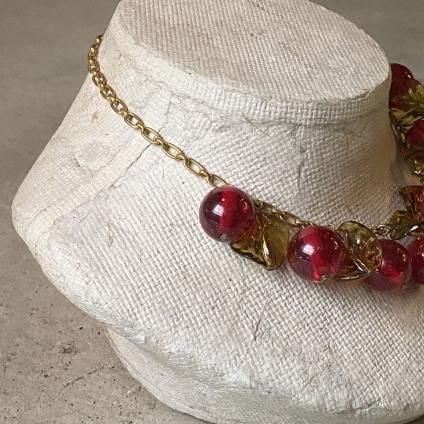 1960's French Clear Bakelite Red Cherry Necklace1960ǯ ե ꥢ١饤ȥåɥ꡼ͥå쥹