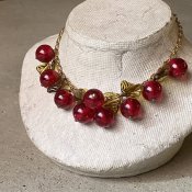 1960's French Clear Bakelite Red Cherry Necklace（1960年代 フランス クリアベークライトレッドチェリーネックレス）