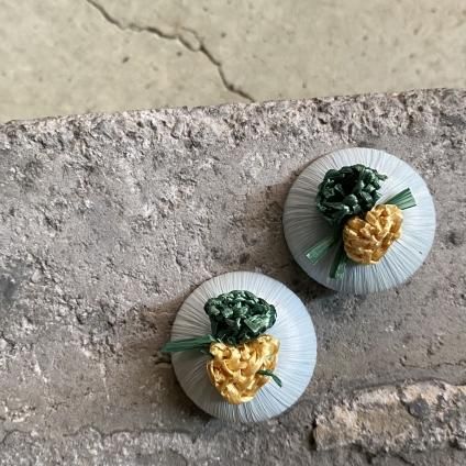 1950's Italian Raffia Pale Blue Earrings(1950年代 イタリア 1950's Italian Raffia Pale Blue Earrings(1950年代 イタリア