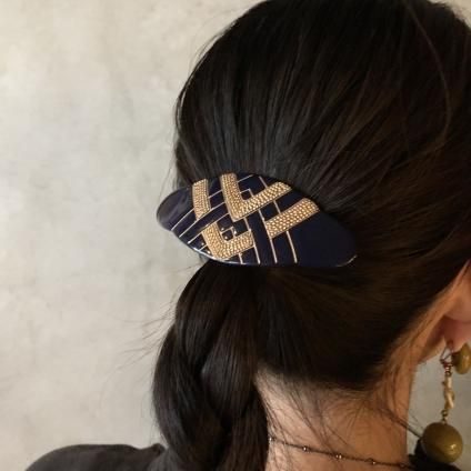 1960's French Francois Huchard Dark Navy Hair Clip（1960年代 