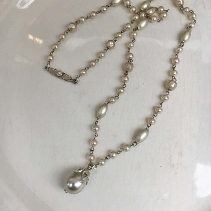 1940's France Glass Pearl Necklace（1940年代 フランスガラスパール 