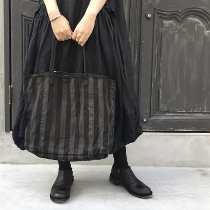 CHRISTIAN PEAU CP LP TOTE ʥꥹ ݡ ȡȥХåSTRIPE LINEN BLACK