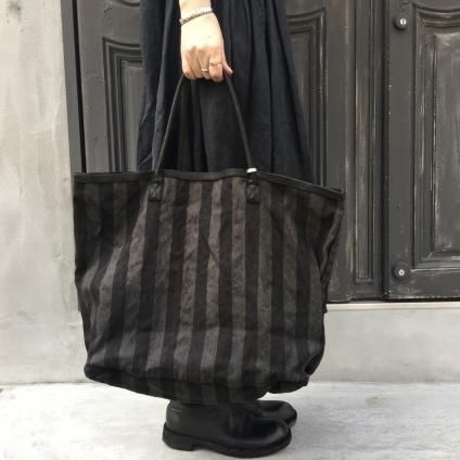 CHRISTIAN PEAU CP LP TOTE ʥꥹ ݡ ȡȥХåSTRIPE LINEN BLACK