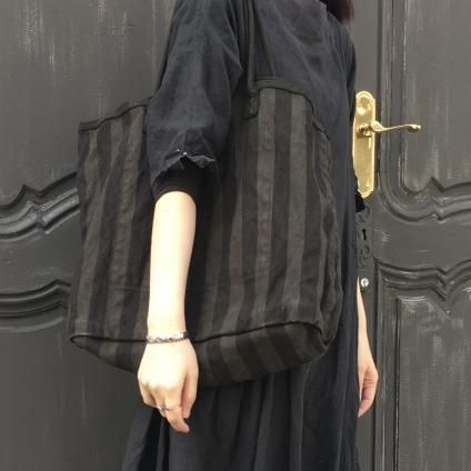 CHRISTIAN PEAU CP LP TOTE ʥꥹ ݡ ȡȥХåSTRIPE LINEN BLACK