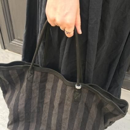 CHRISTIAN PEAU CP LP TOTE ʥꥹ ݡ ȡȥХåSTRIPE LINEN BLACK