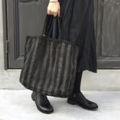 CHRISTIAN PEAU CP LP TOTE ʥꥹ ݡ ȡȥХåSTRIPE LINEN BLACK