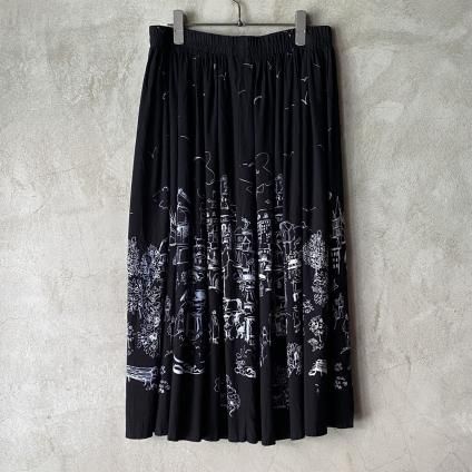 Vintage Panel Print Gather Skirtʥơ ѥͥץ 㥶ȡ