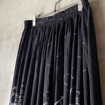 Vintage Panel Print Gather Skirtʥơ ѥͥץ 㥶ȡ