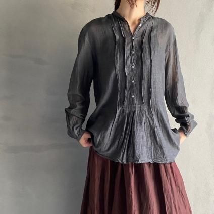 CHRISTIAN PEAU L/S STAND COLLAR BLOUSEʥꥹ ݡ ɥ顼 ֥饦BLACK CHECK