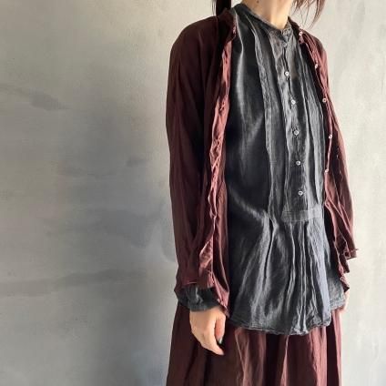 CHRISTIAN PEAU L/S STAND COLLAR BLOUSEʥꥹ ݡ ɥ顼 ֥饦BLACK CHECK