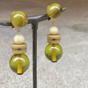 1960's French Bakelite & Galalith Green Earrings1960ǯ ե ١饤 & ꥹ ꡼ 󥰡Dead Stock