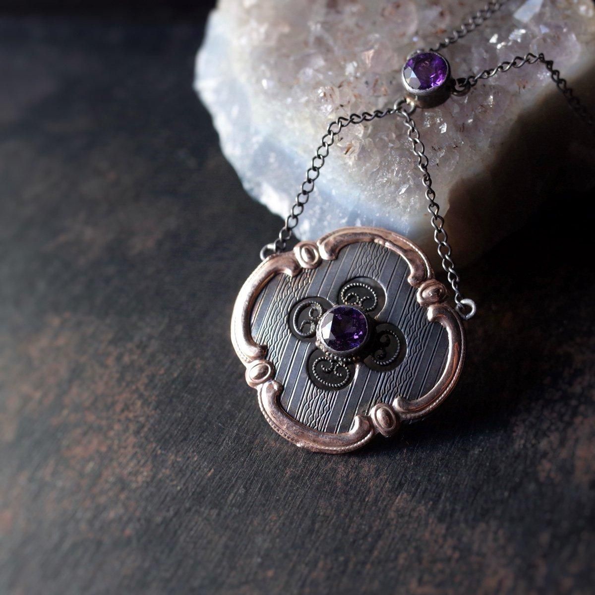 1930's Art Nouveau 9KPG Silver Amethyst Necklace1930ǯ ̡ǥ 9 С ᥷ ͥå쥹