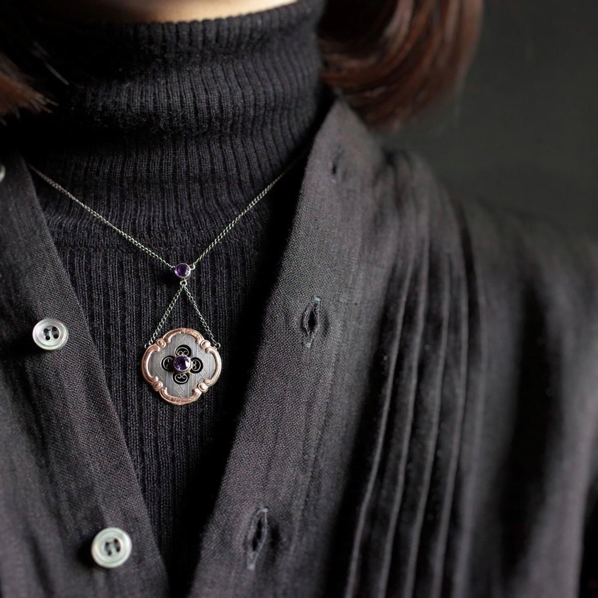 1930's Art Nouveau 9K Silver Amethyst Necklace(1930年代 1930's Art Nouveau 9K Silver Amethyst Necklace(1930年代