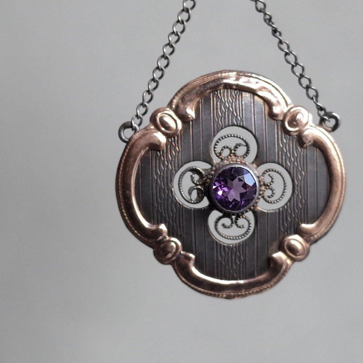 1930's Art Nouveau 9K Silver Amethyst Necklace(1930年代 1930's Art Nouveau 9K Silver Amethyst Necklace(1930年代
