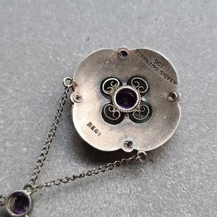 1930's Art Nouveau 9K Silver Amethyst Necklace(1930年代 1930's Art Nouveau 9K Silver Amethyst Necklace(1930年代
