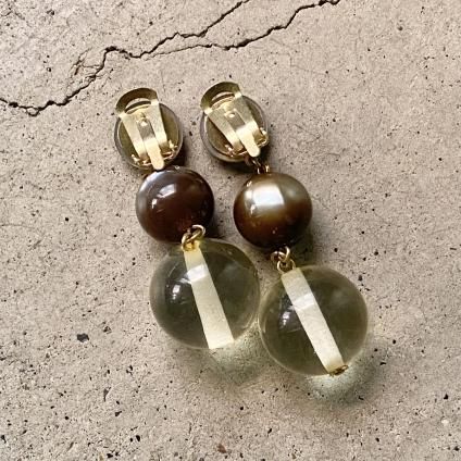 1960's French Lucite Clear & Grey Ball Earrings1960ǯ ե 롼 ꥢ & 졼 ܡ 󥰡Dead Stock