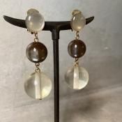 1960's French Lucite Clear & Grey Ball Earrings1960ǯ ե 롼 ꥢ & 졼 ܡ 󥰡Dead Stock