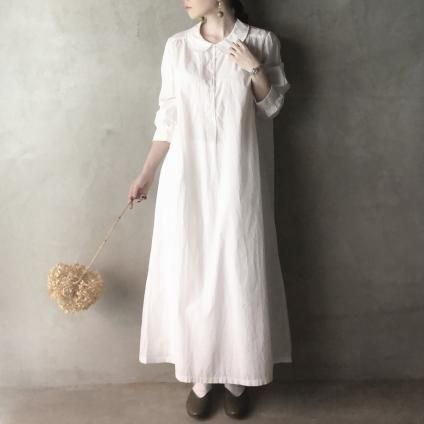 Antique Cotton Embroidery Round Collar Onepieceʥƥ ե åȥ ɽ ݶ ԡ