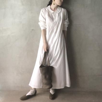 Antique Cotton Embroidery Round Collar Onepiece Antique Cotton Embroidery Round Collar Onepiece