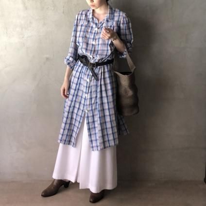 Vintage Cotton Check Long Shirtsʥơ åȥ å 󥰥 