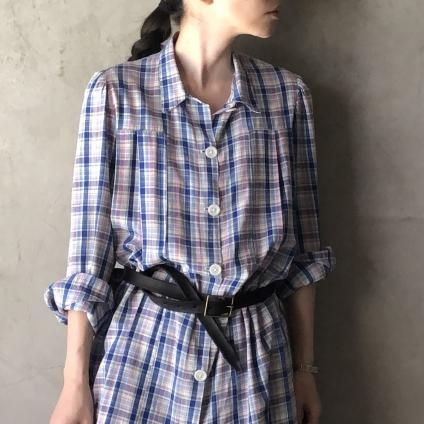 Vintage Cotton Check Long Shirtsʥơ åȥ å 󥰥 