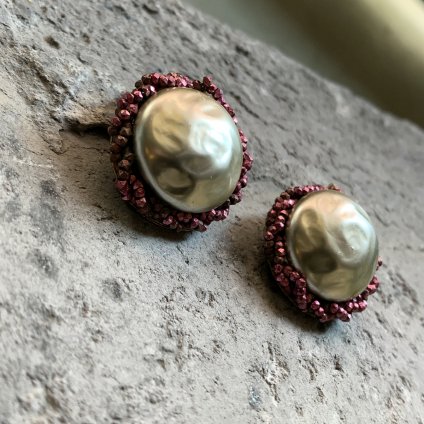 1950's French Louis Rousselet Gray Pearll Earrings（1950年代 フランス ルイ・ロスレー グレーパール イヤリング）