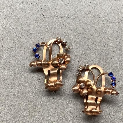 1940's French Flower Basket Earrings1940ǯ ե ե Хå 󥰡