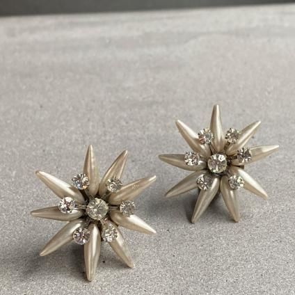 1950's French Pearl Flower Earrings1950ǯ ե ѡե 󥰡