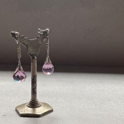 1920 - 30's Purple Glass Earrings 192030ǯ ѡץ륬饹 󥰡