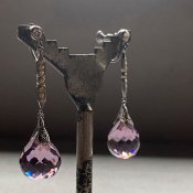 1920 - 30's Purple Glass Earrings 192030ǯ ѡץ륬饹 󥰡