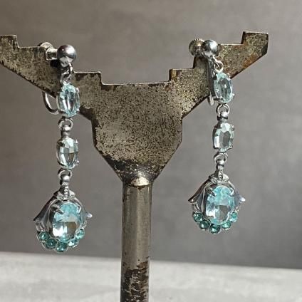 1920's Light Blue Glass Earrings 1920ǯ 饤ȥ֥롼 饹 󥰡