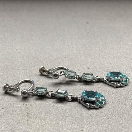 1920's Light Blue Glass Earrings 1920ǯ 饤ȥ֥롼 饹 󥰡