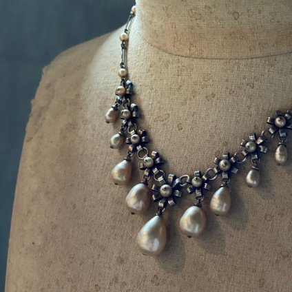 1930's Louis Rousselet Pearl Drop Flower Necklace（ 1930年代 ルイ ロスレー パールドロップ フラワー ネックレス）