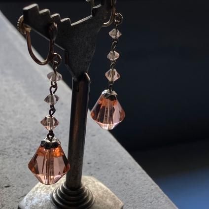 1930's Art Deco Pink Glass Earrings 1930ǯ  ǥ ԥ󥯥饹 󥰡