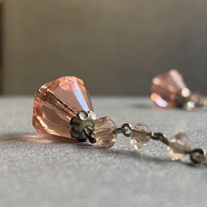 1930's Art Deco Pink Glass Earrings 1930ǯ  ǥ ԥ󥯥饹 󥰡