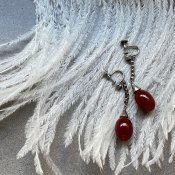 1930's Art Deco Red Glass Earrings（ 1930年代  アールデコ レッドガラス イヤリング）
