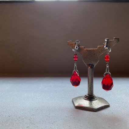 1930's Art Deco Red Glass Earrings 1930ǯ  ǥ åɥ饹 󥰡