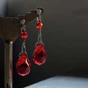 1930's Art Deco Red Glass Earrings 1930ǯ  ǥ åɥ饹 󥰡