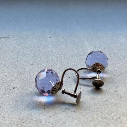 1930's Neogium Glass Earrings 1930ǯ  ͥ६饹 󥰡