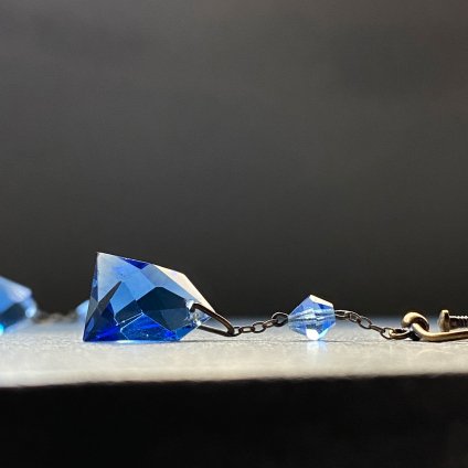 1930's Art Deco Blue Glass Earrings 1930ǯ  ǥ ֥롼饹 󥰡