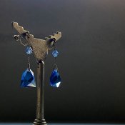 1930's Art Deco Blue Glass Earrings（ 1930年代  アールデコ ブルーガラス イヤリング）