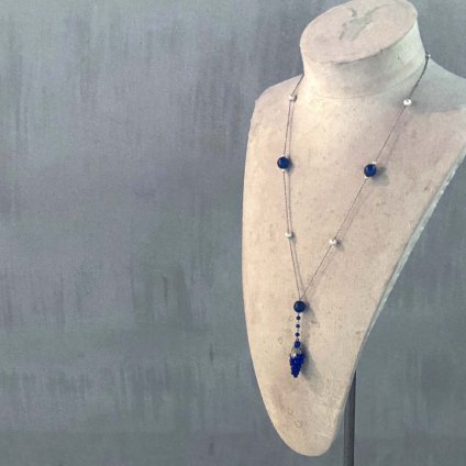 1920's Louis Rousselet Blue Glass Necklace 1920ǯ 륤 졼 ֥롼饹 ͥå쥹