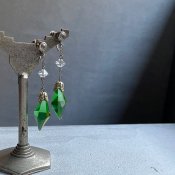 1930's Art Deco Green Glass Earrings（ 1930年代  アールデコ グリーンガラス イヤリング）
