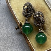 1930's Silver Marcasite Glass Earrings（1930年代 シルバー マーカサイト ガラス イヤリング）