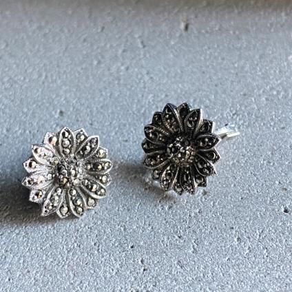 1930's Silver Marcasite Flower Earrings1930ǯ С ޡ ե 󥰡